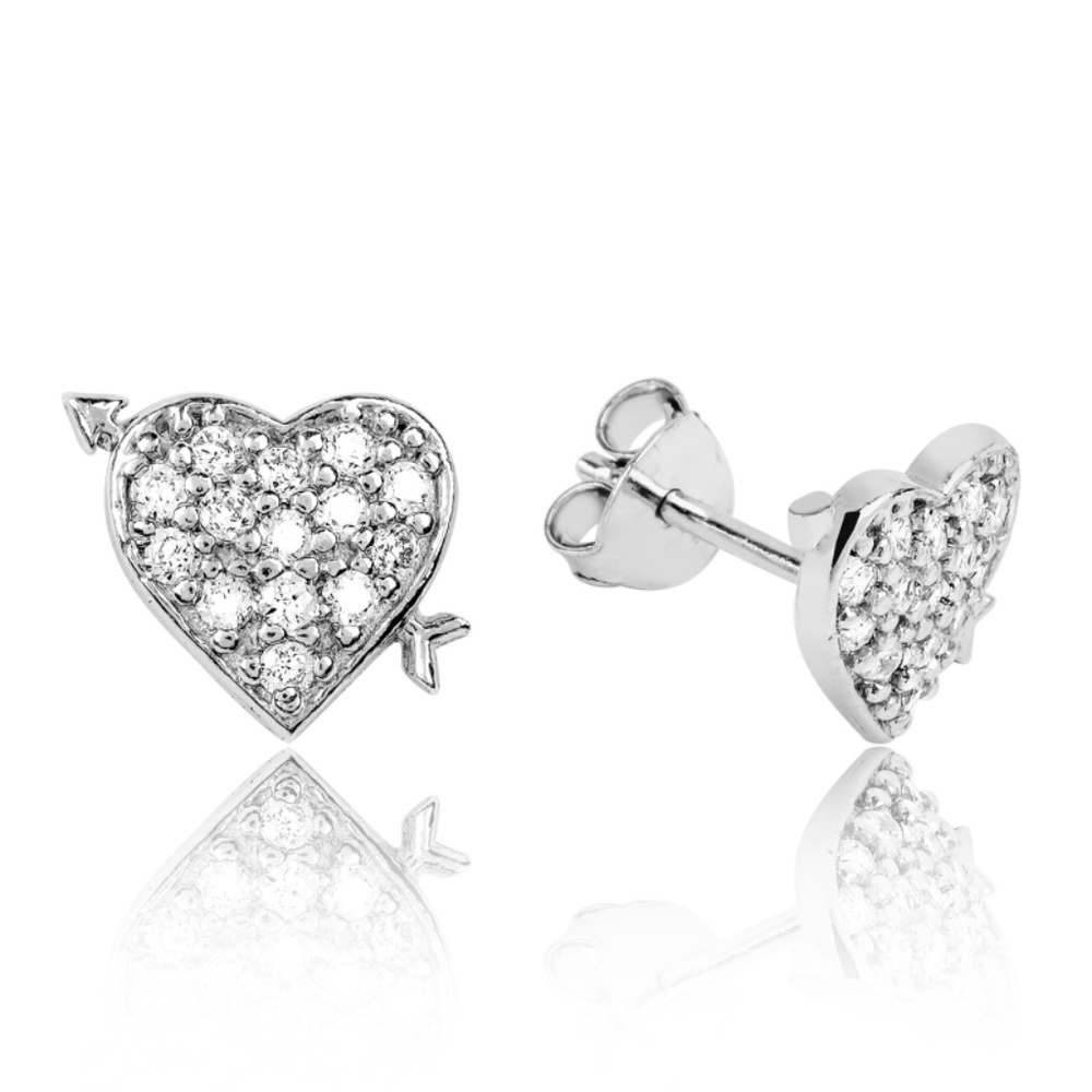 925 sterling silver cubic zirconia hearts earrings - Picture 8 of 8